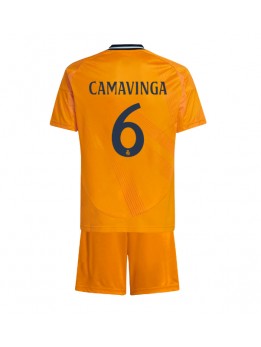 Real Madrid Eduardo Camavinga #6 Dječji Gostujuci Dres kompleti 2024-25 Kratak Rukavima (+ kratke hlače)